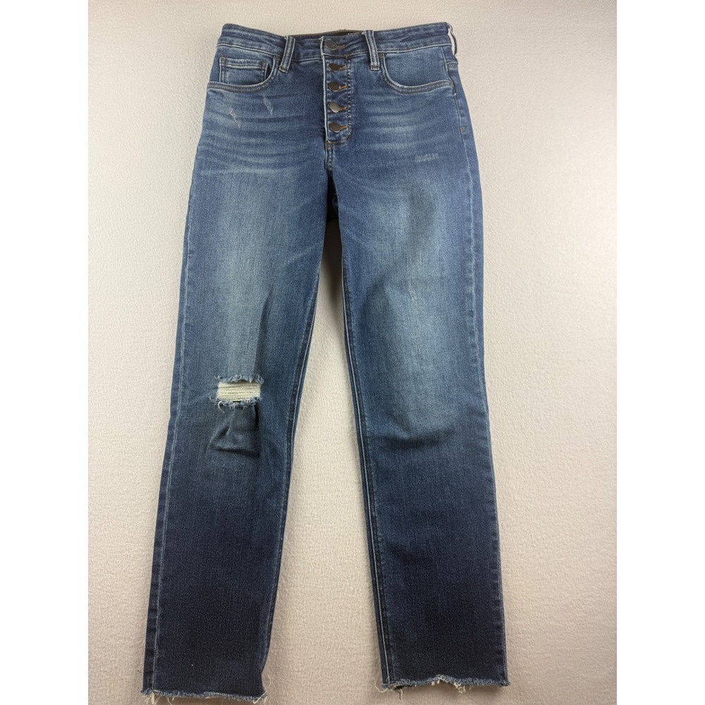 KUT from the Kloth Rachael Fab Ab Mom Jeans High Rise Button Fly Distressed 4L